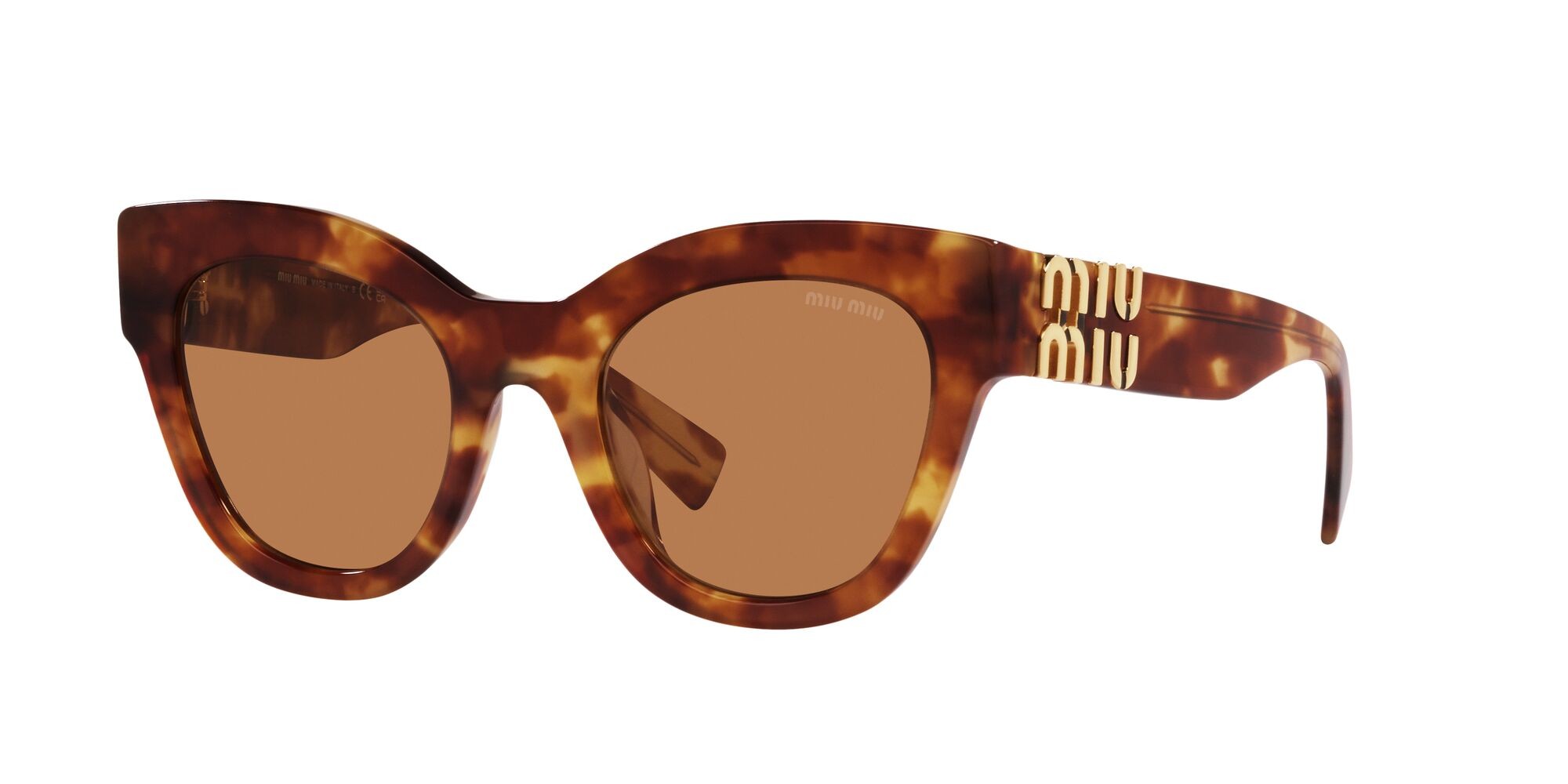 Sonnenbrillen Miu Miu MU 01YS (4BW2Z1) farbe havana chiaro form quadratisch gläser marrone