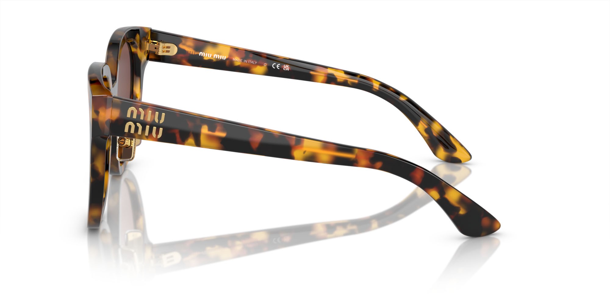 Sunglasses Miu Miu MU 01ZS (VAU70D) color havana miele shape square lenses marrone specchiata argento int viola