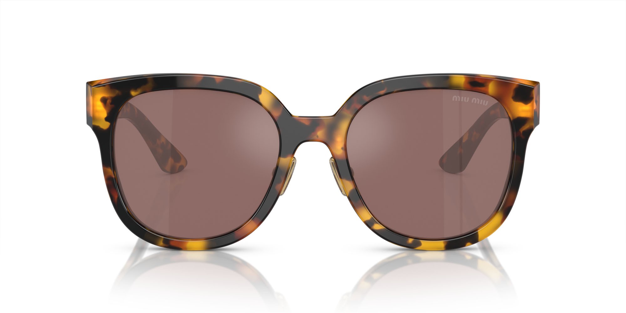 Sunglasses Miu Miu MU 01ZS (VAU70D) color havana miele shape square lenses marrone specchiata argento int viola