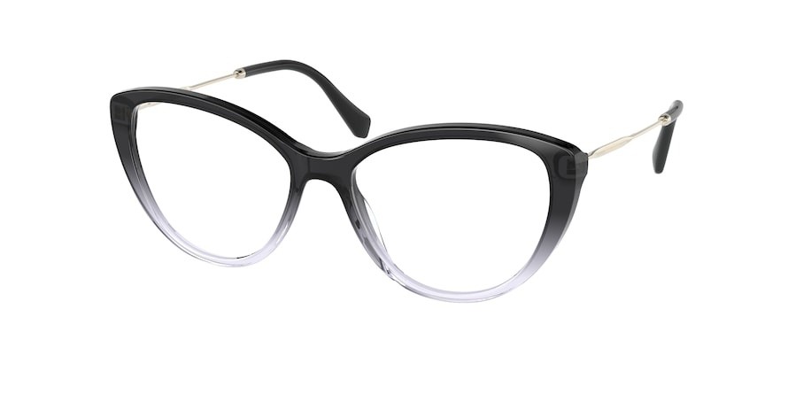 Brillen Miu Miu Core collection MU 02SV (05T1O1) farbe black gradient blue form cat-eye gläser demo lens