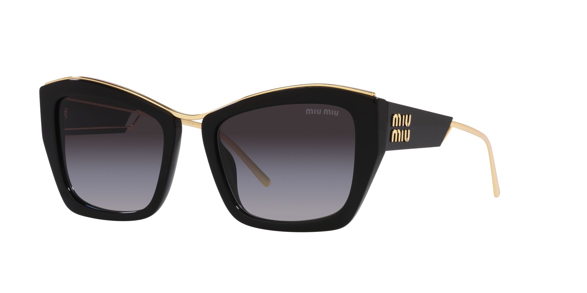 Sonnenbrillen Miu Miu MU 02YS (1AB5D1) farbe nero form cat-eye gläser sfumato grigio