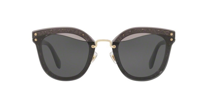 Sonnenbrillen Miu Miu MU 03TS (UES5S0) farbe transparent grey/glitter form unregelmäßig gläser grey