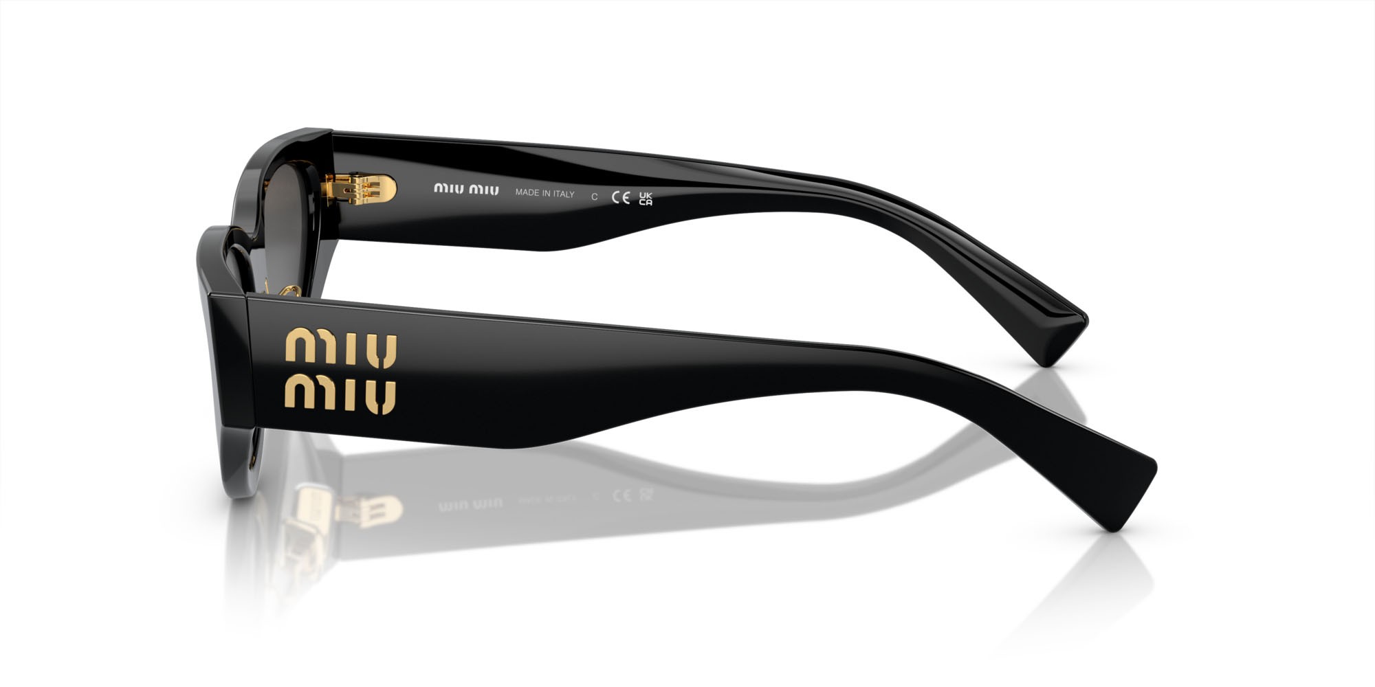 Sonnenbrillen Miu Miu MU 03ZS (1AB5S0) farbe nero form cat-eye gläser grigio scuro