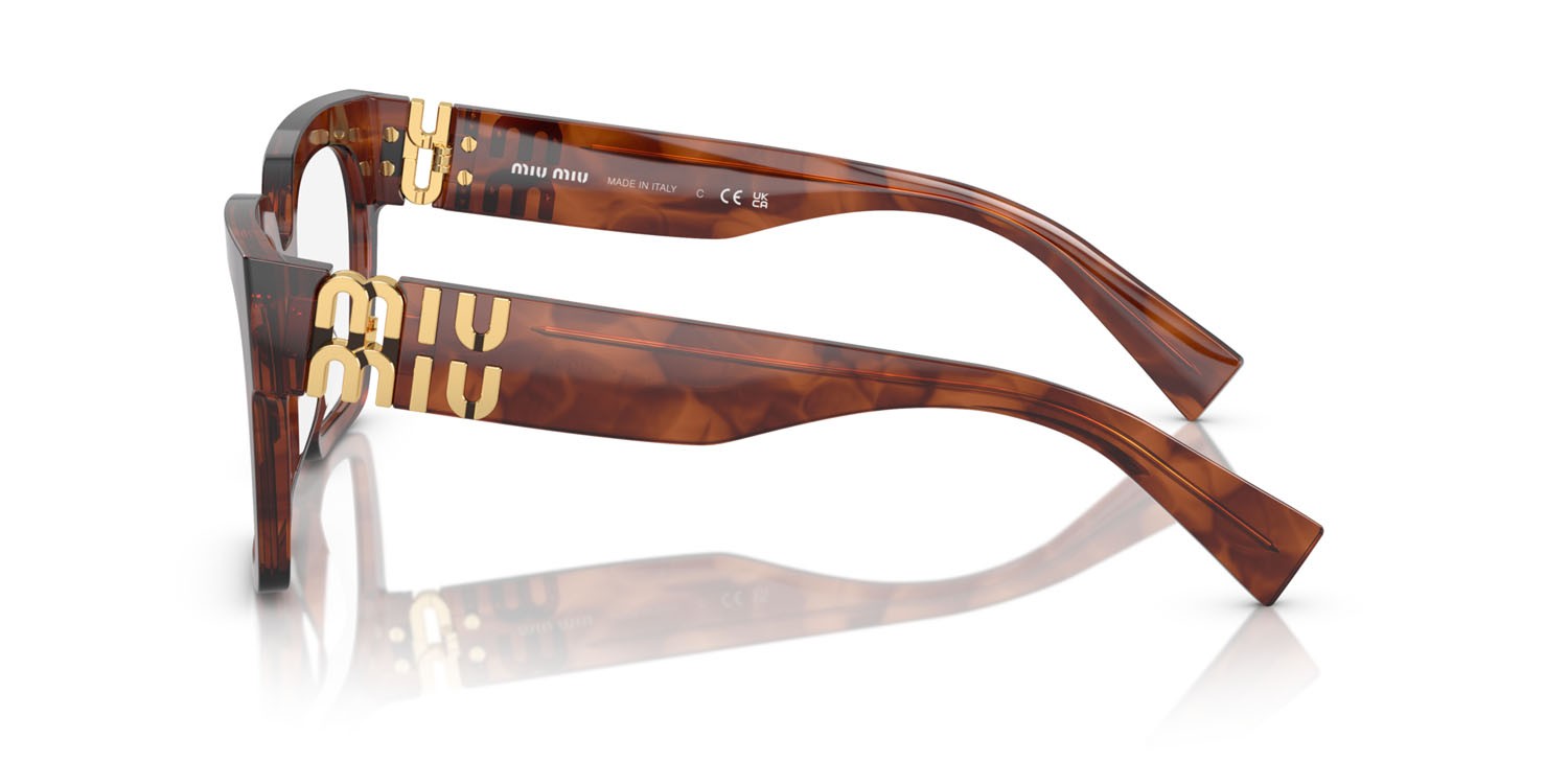 Occhiali da vista Miu Miu MU 04UV (11Q1O1) colore tabacco striato forma quadrato lenti lente demo