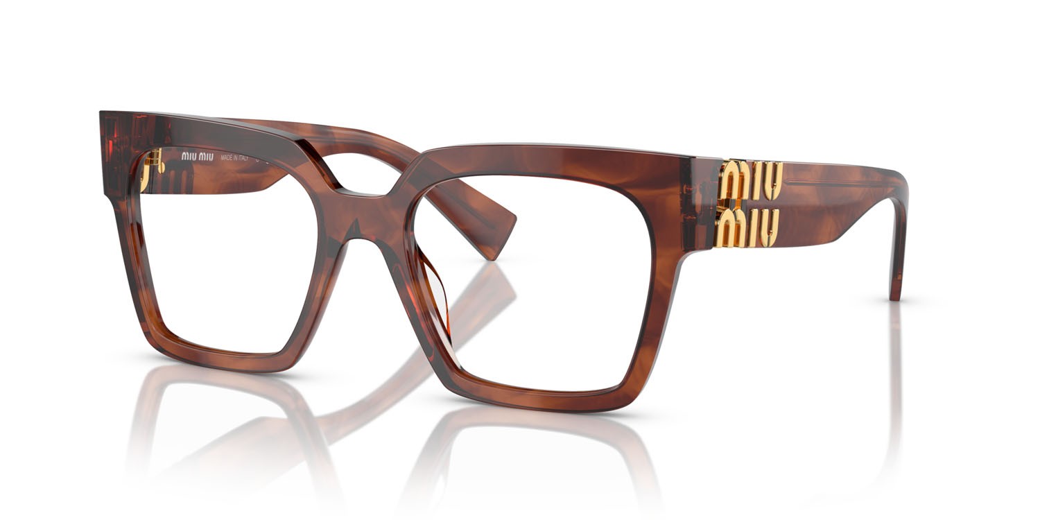 Occhiali da vista Miu Miu MU 04UV (11Q1O1) colore tabacco striato forma quadrato lenti lente demo