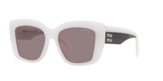 Sunglasses Miu Miu MU 04WS (05X05P) color white opal shape square lenses purple brown