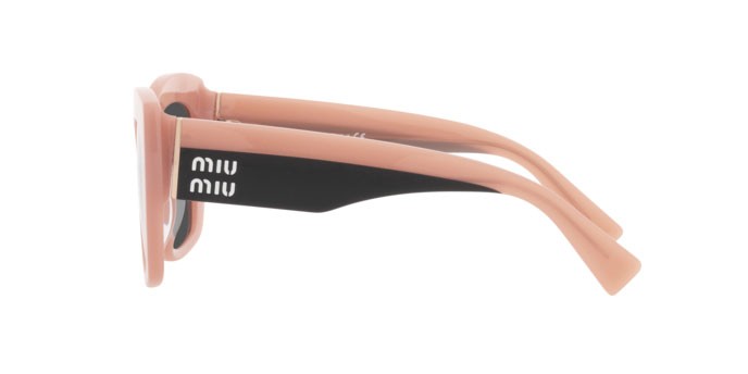 Sonnenbrillen Miu Miu MU 04WS (06X5S0) farbe pink opal form quadratisch gläser dark grey