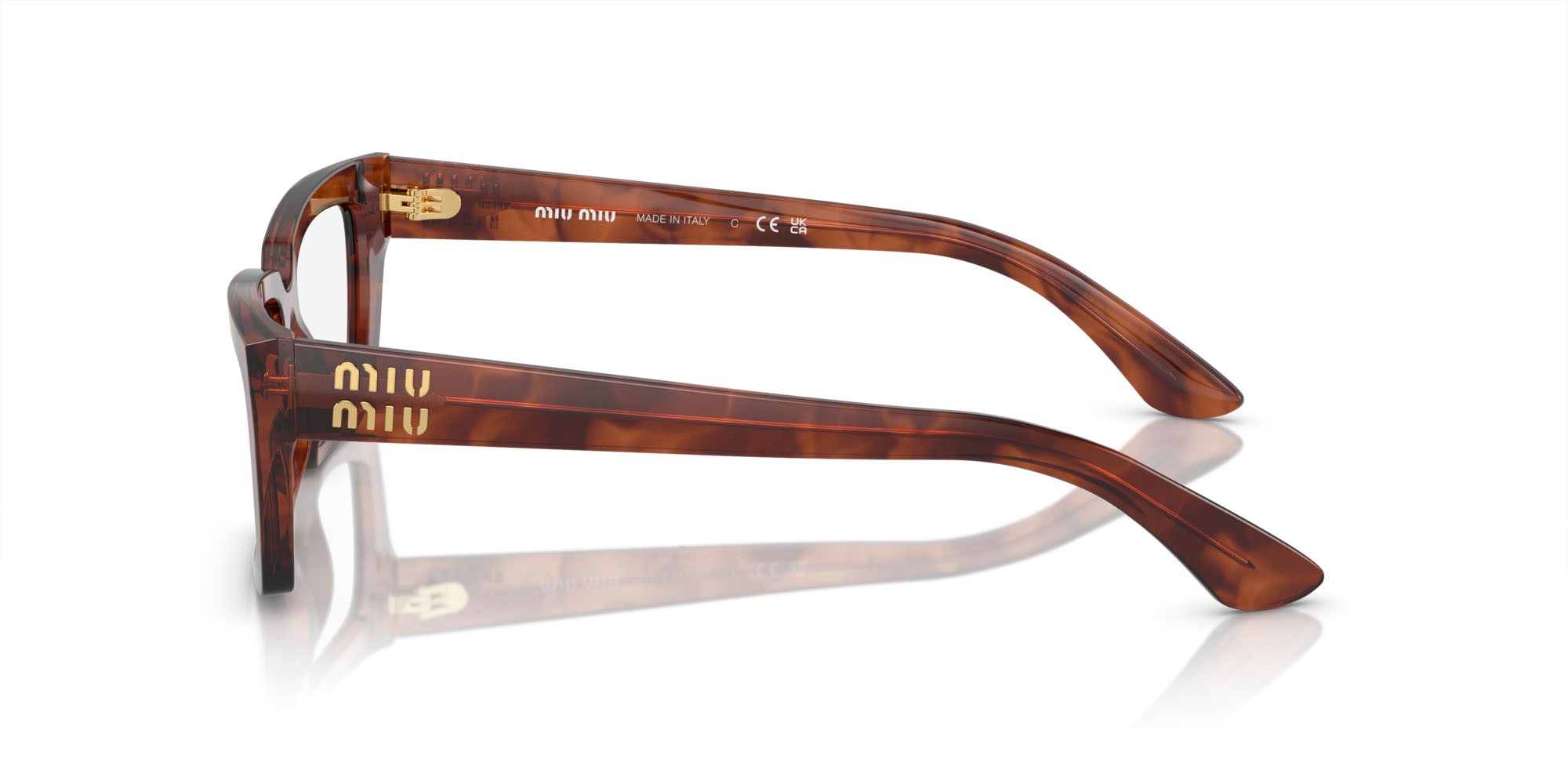Brillen Miu Miu MU 04XV (11Q1O1) farbe tabacco striato form rechteckig gläser lente demo