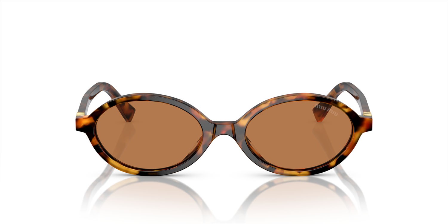 Occhiali da sole Miu Miu MU 04ZS (19P2Z1) colore havana chiaro forma ovale lenti marrone