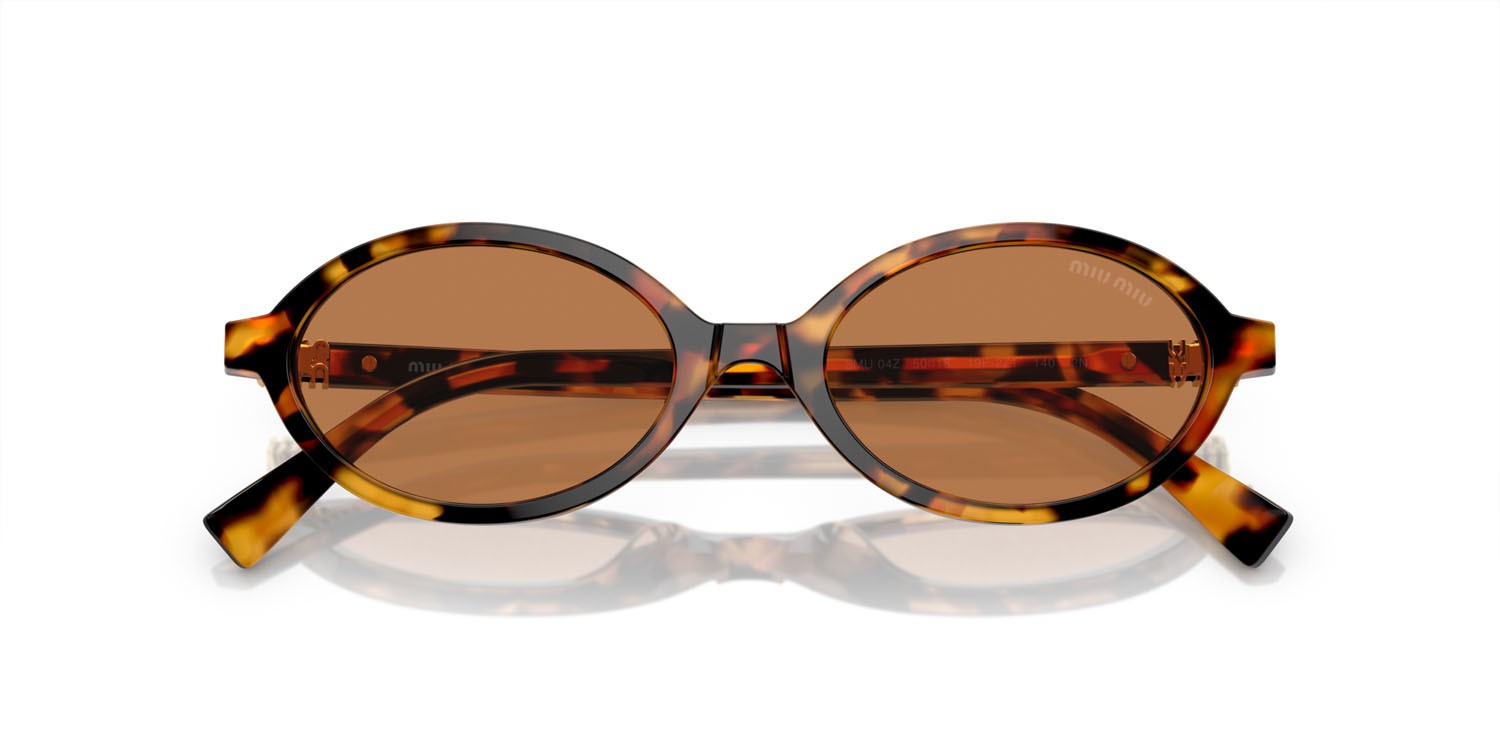 Occhiali da sole Miu Miu MU 04ZS (19P2Z1) colore havana chiaro forma ovale lenti marrone