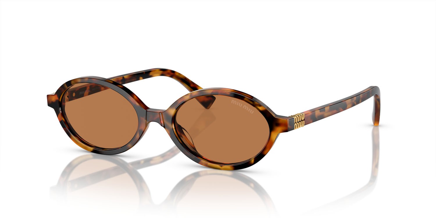 Occhiali da sole Miu Miu MU 04ZS (19P2Z1) colore havana chiaro forma ovale lenti marrone