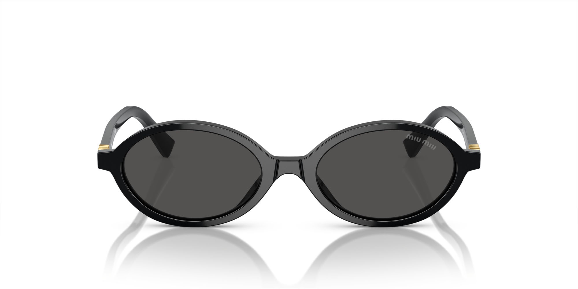 Sunglasses Miu Miu MU 04ZS (1AB5S0) color nero shape oval lenses grigio scuro