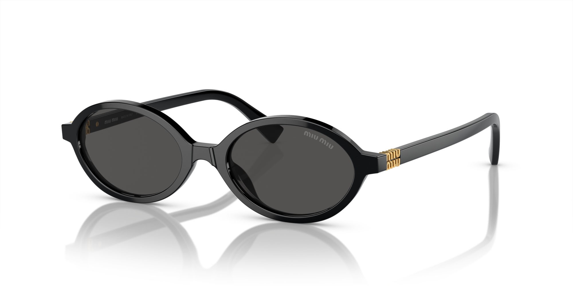 Sunglasses Miu Miu MU 04ZS (1AB5S0) color nero shape oval lenses grigio scuro