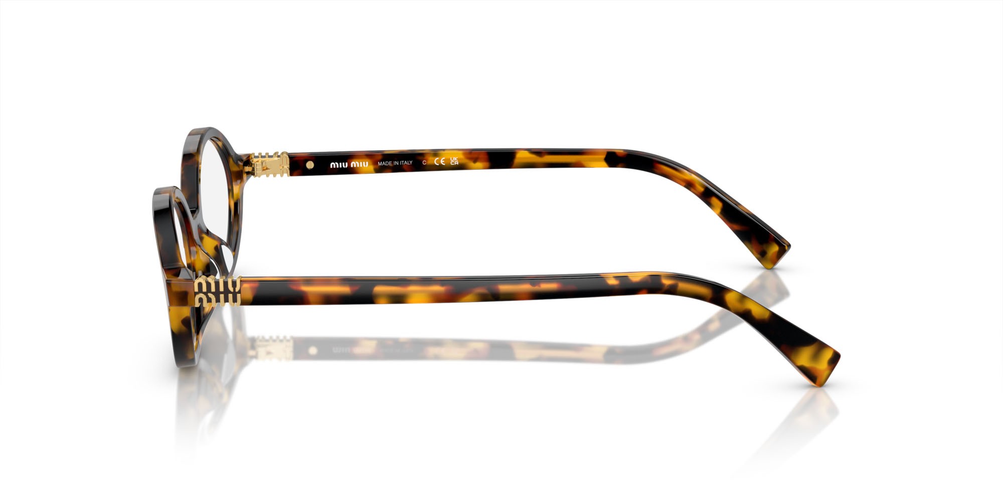 Occhiali da sole Miu Miu MU 04ZS (VAU08N) colore havana miele forma ovale lenti trasparente con filtro anti luce blu