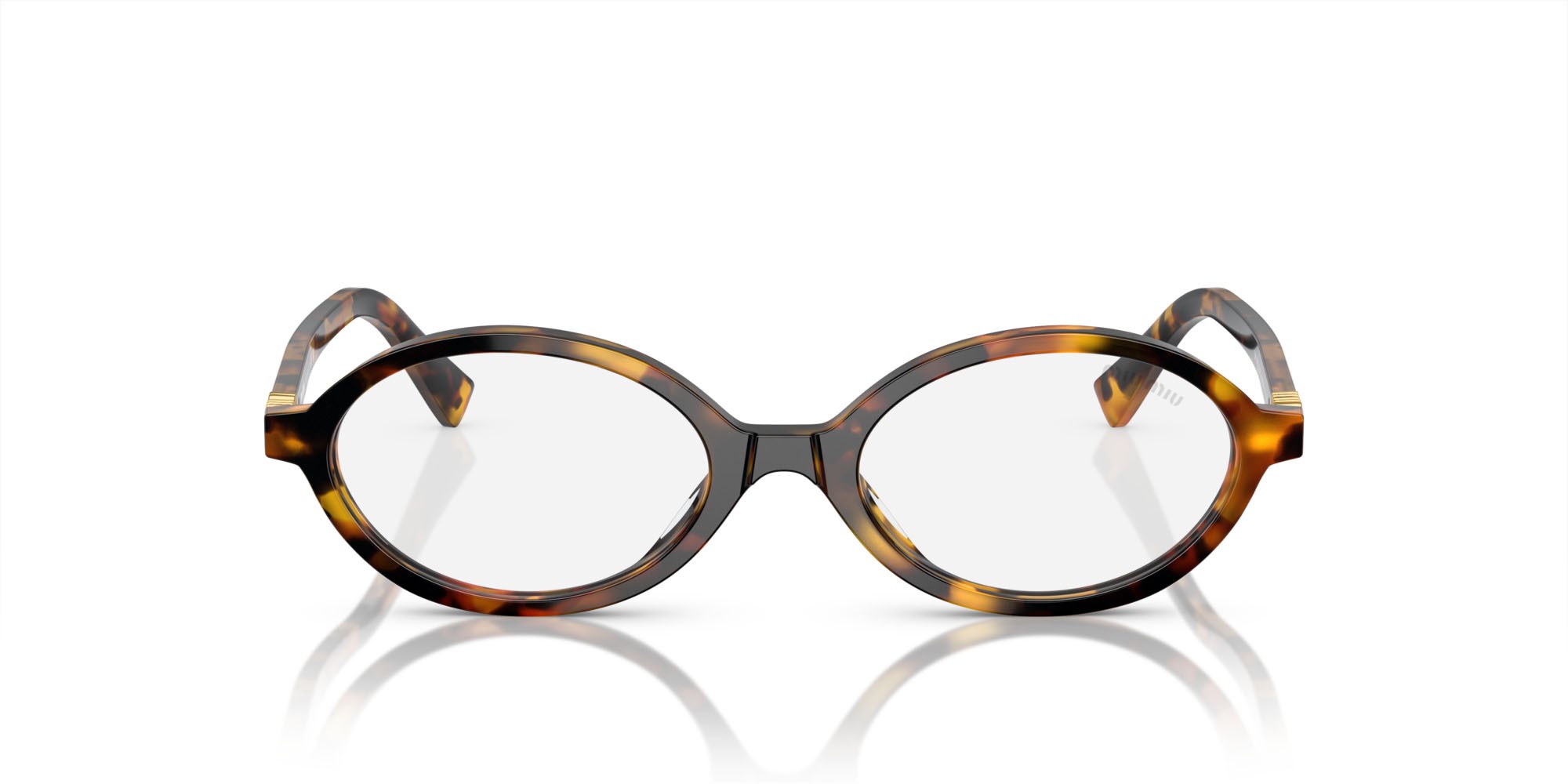 Occhiali da sole Miu Miu MU 04ZS (VAU08N) colore havana miele forma ovale lenti trasparente con filtro anti luce blu