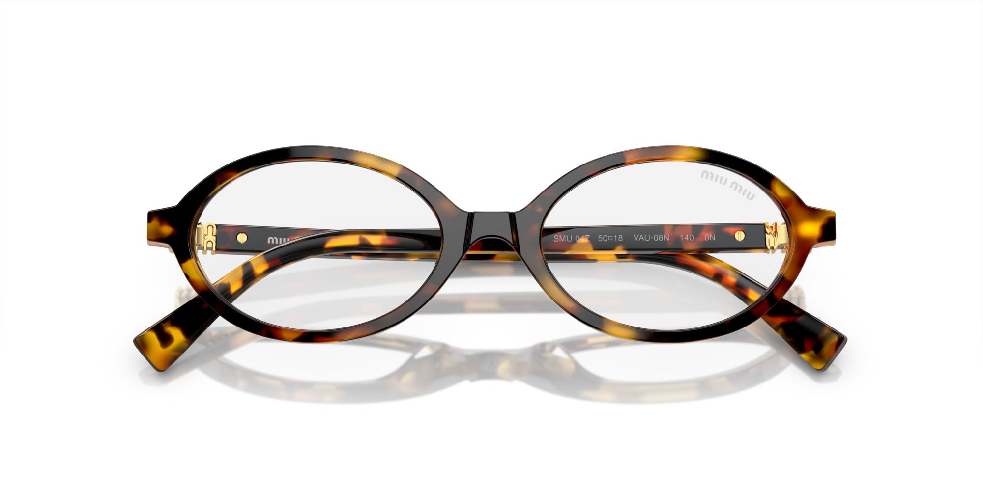 Occhiali da sole Miu Miu MU 04ZS (VAU08N) colore havana miele forma ovale lenti trasparente con filtro anti luce blu