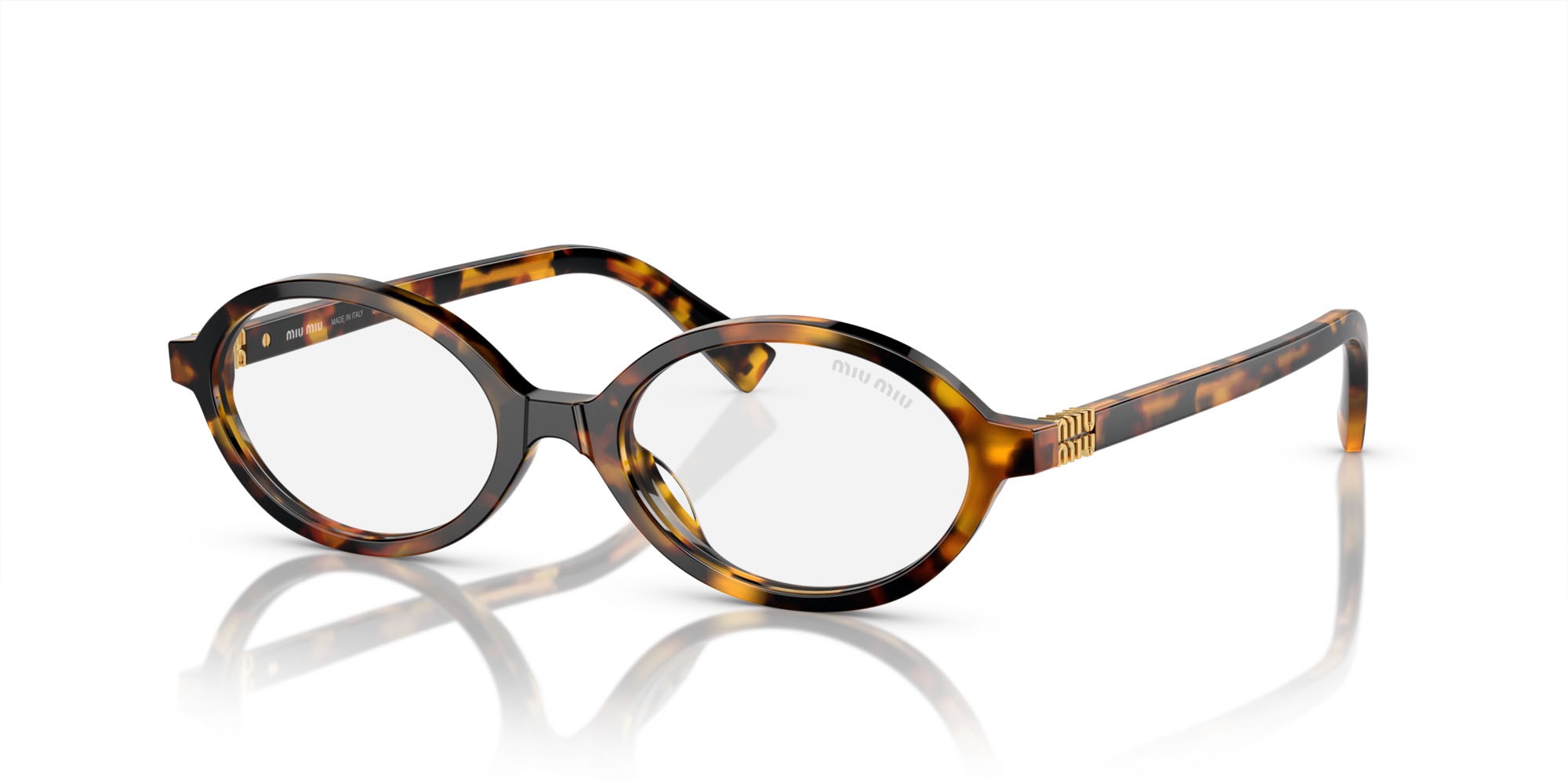 Occhiali da sole Miu Miu MU 04ZS (VAU08N) colore havana miele forma ovale lenti trasparente con filtro anti luce blu