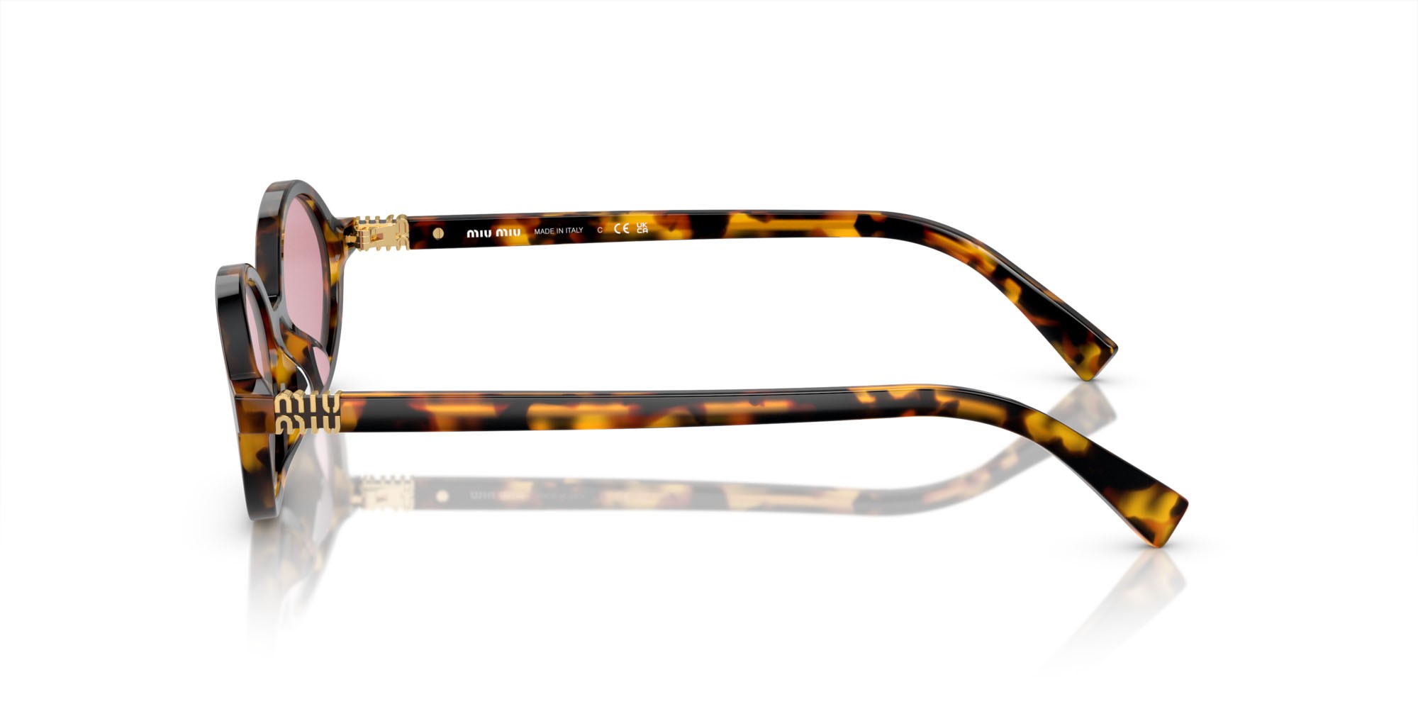 Occhiali da sole Miu Miu MU 04ZS (VAU50D) colore havana miele forma ovale lenti bordeaux