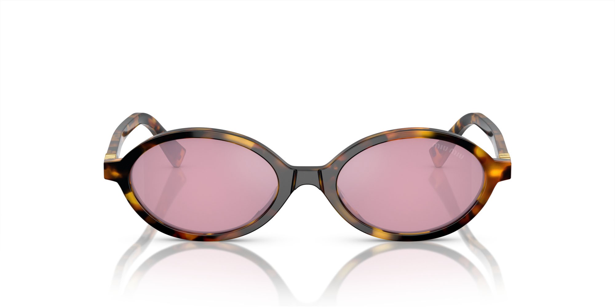 Occhiali da sole Miu Miu MU 04ZS (VAU50D) colore havana miele forma ovale lenti bordeaux