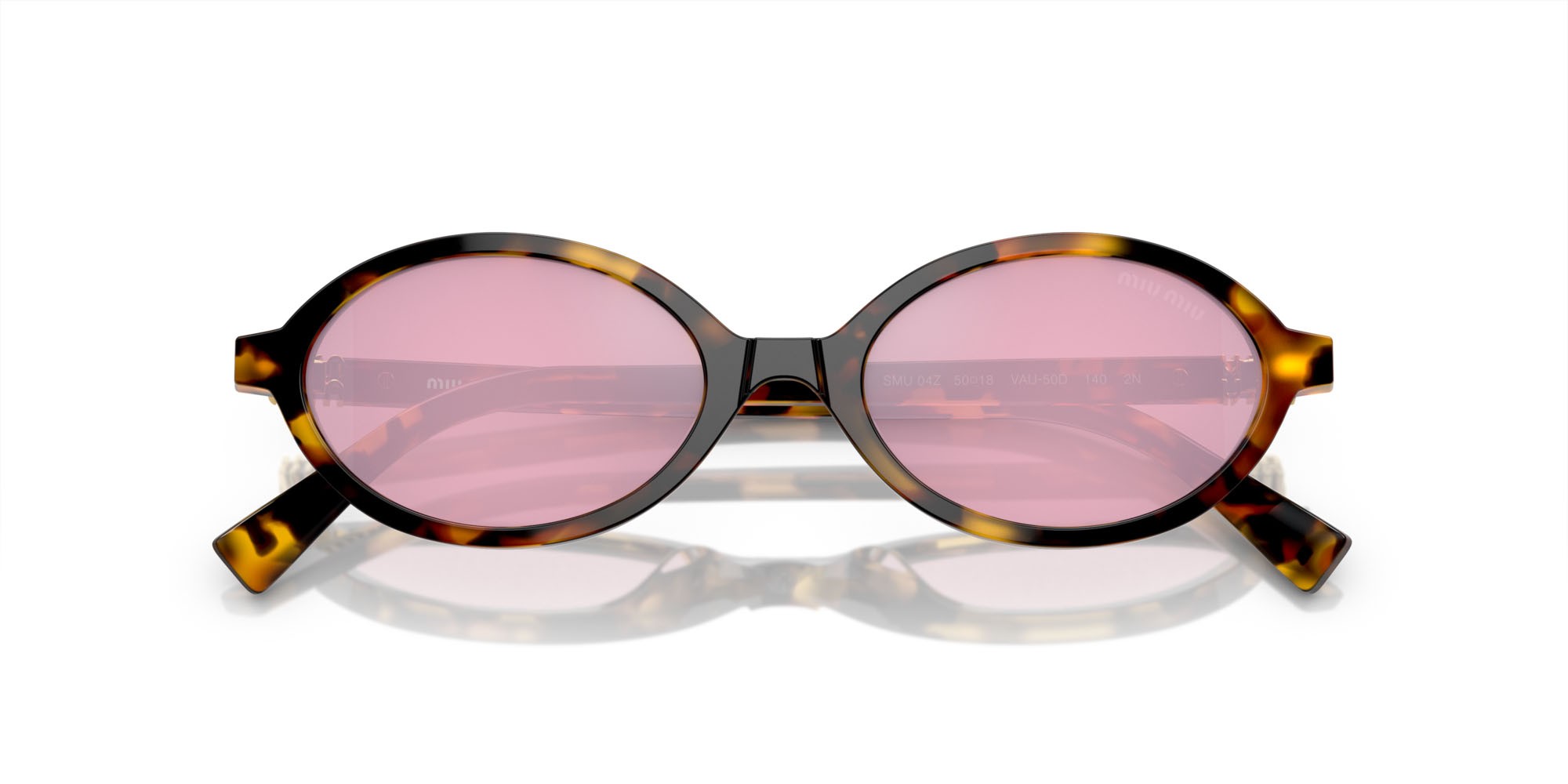 Occhiali da sole Miu Miu MU 04ZS (VAU50D) colore havana miele forma ovale lenti bordeaux