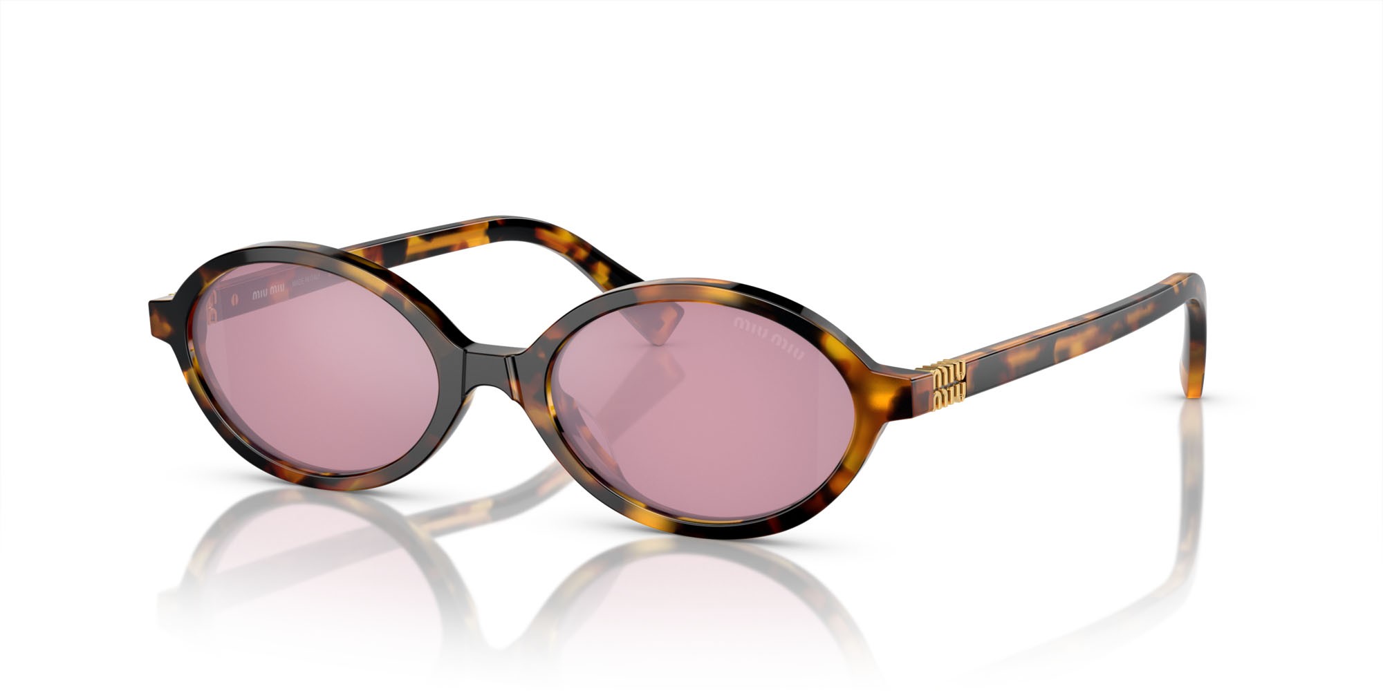 Occhiali da sole Miu Miu MU 04ZS (VAU50D) colore havana miele forma ovale lenti bordeaux