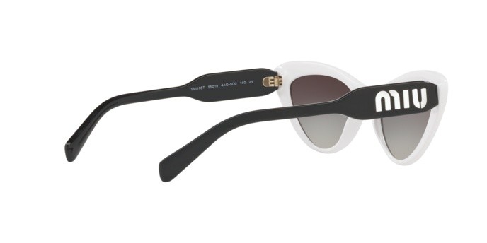 Sonnenbrillen Miu Miu MU 05TS (4AO5O0) farbe white form cat-eye gläser gradient grey mirror silver
