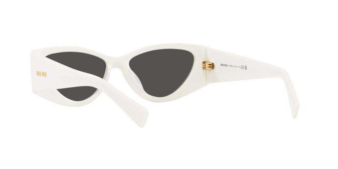 Sonnenbrillen Miu Miu MU 06YS (1425S0) farbe bianco form cat-eye gläser grigio scuro