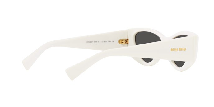 Sonnenbrillen Miu Miu MU 06YS (1425S0) farbe bianco form cat-eye gläser grigio scuro