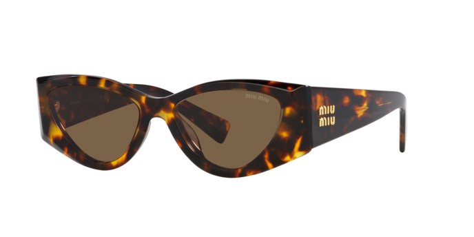 Sonnenbrillen Miu Miu MU 06YS (VAU06B) farbe havana miele form cat-eye gläser marrone scuro