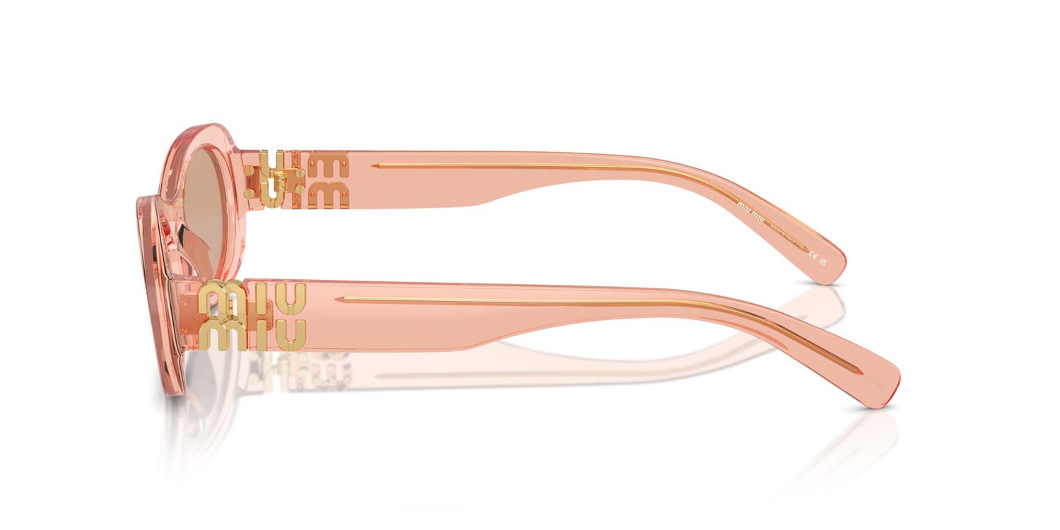 Occhiali da sole Miu Miu MU 06ZS (13T1P1) colore noisette transparent forma ovale lenti marrone scuro