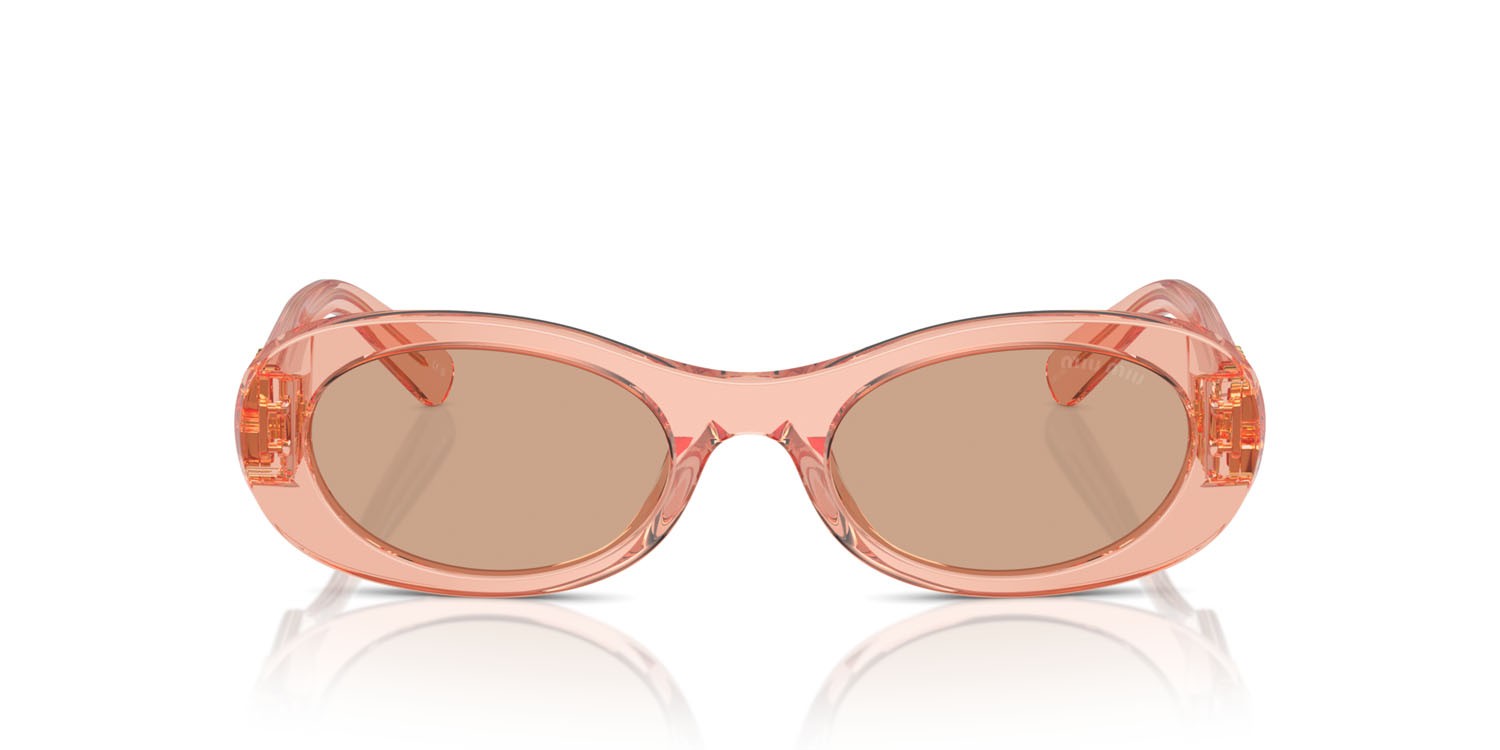 Occhiali da sole Miu Miu MU 06ZS (13T1P1) colore noisette transparent forma ovale lenti marrone scuro