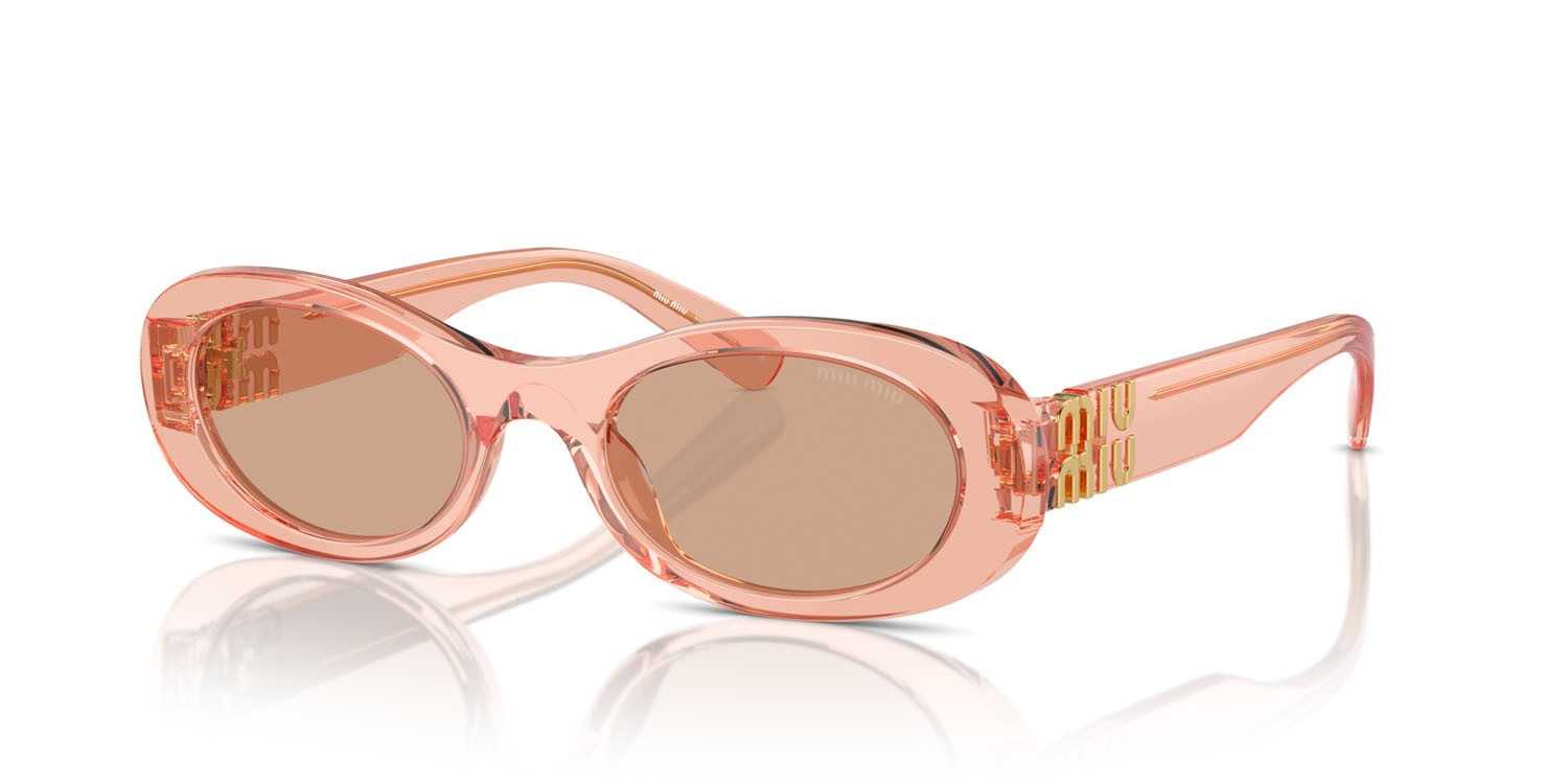 Occhiali da sole Miu Miu MU 06ZS (13T1P1) colore noisette transparent forma ovale lenti marrone scuro