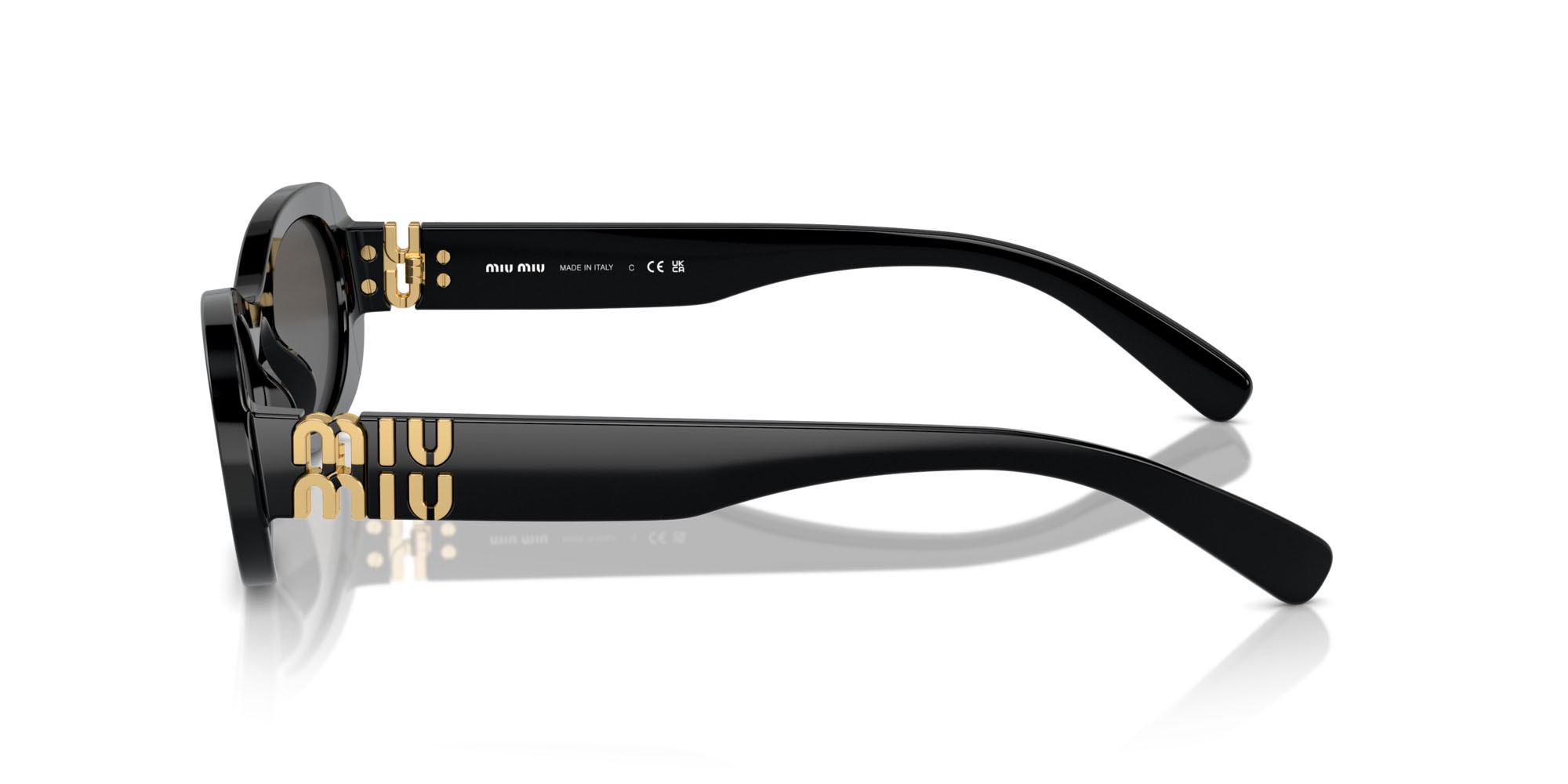 Occhiali da sole Miu Miu MU 06ZS (1AB5S0) colore nero forma ovale lenti grigio scuro