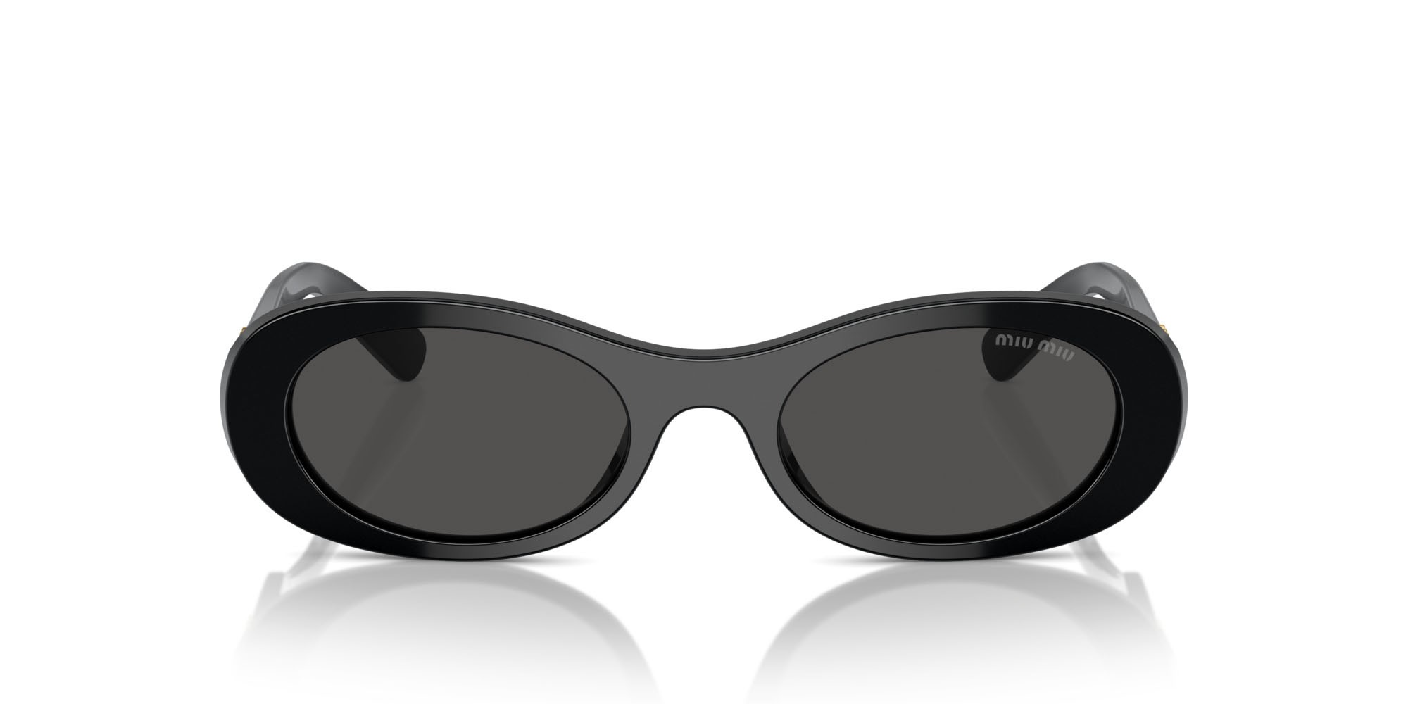 Occhiali da sole Miu Miu MU 06ZS (1AB5S0) colore nero forma ovale lenti grigio scuro