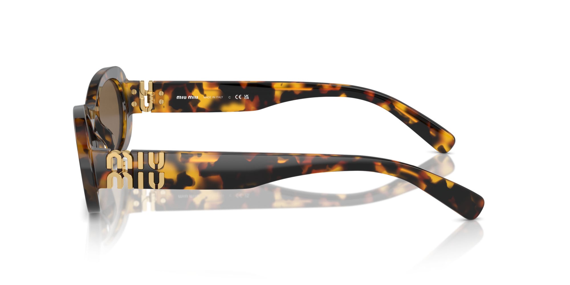 Occhiali da sole Miu Miu MU 06ZS (VAU06B) colore havana forma ovale lenti marrone scuro