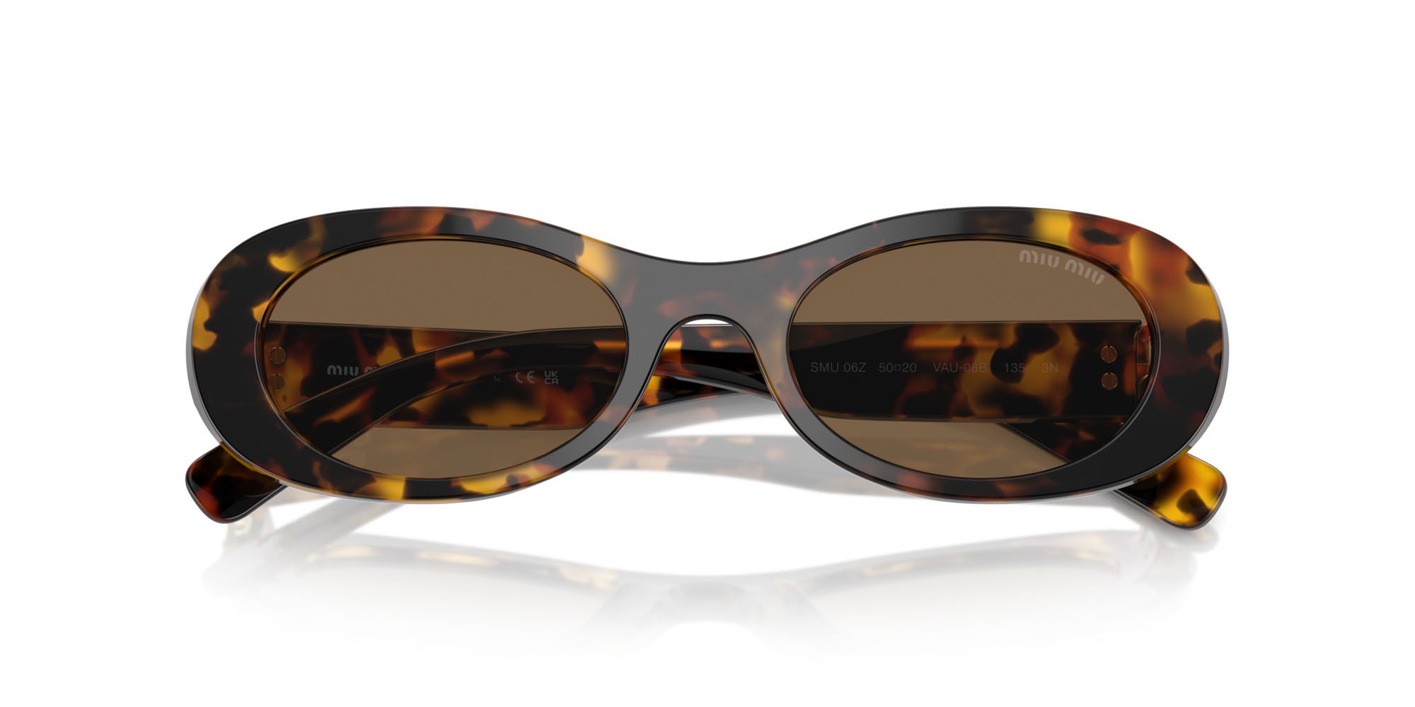 Occhiali da sole Miu Miu MU 06ZS (VAU06B) colore havana forma ovale lenti marrone scuro