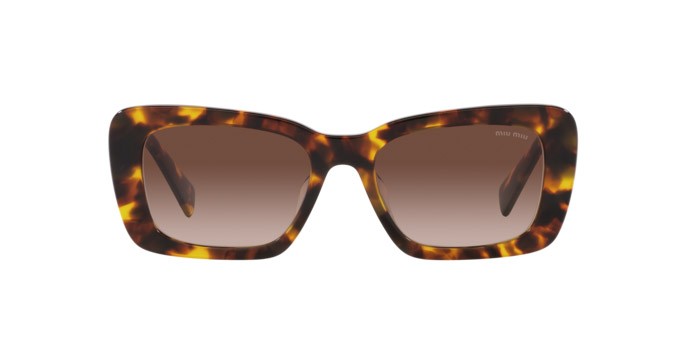 Occhiali da sole Miu Miu MU 07YS (VAU6S1) colore havana miele forma rettangolare lenti marrone sfumato
