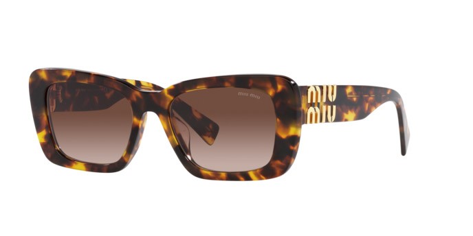 Occhiali da sole Miu Miu MU 07YS (VAU6S1) colore havana miele forma rettangolare lenti marrone sfumato