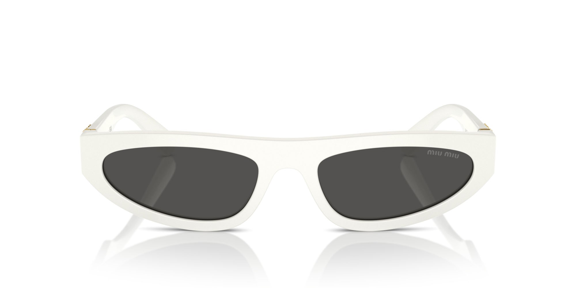 Occhiali da sole Miu Miu MU 07ZS (1425S0) colore bianco/avorio forma irregolare lenti grigio scuro