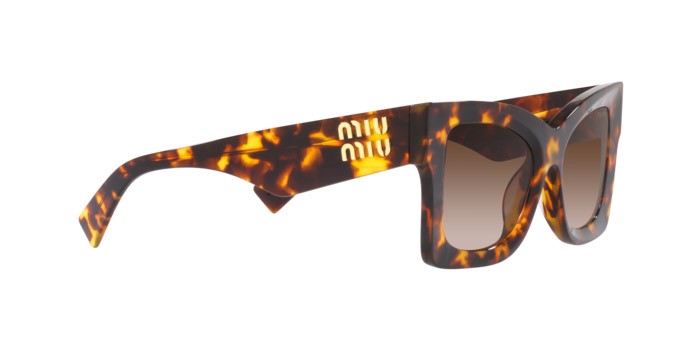 Sonnenbrillen Miu Miu MU 08WS (VAU6S1) farbe honey havana form schmetterling gläser brown gradient