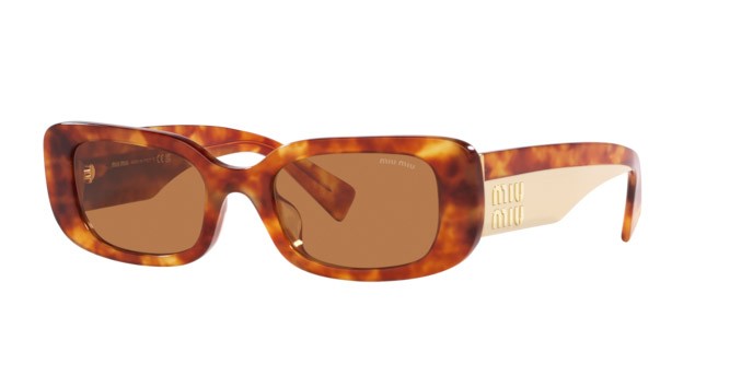 Sonnenbrillen Miu Miu MU 08YS (4BW2Z1) farbe havana chiaro form rechteckig gläser marrone