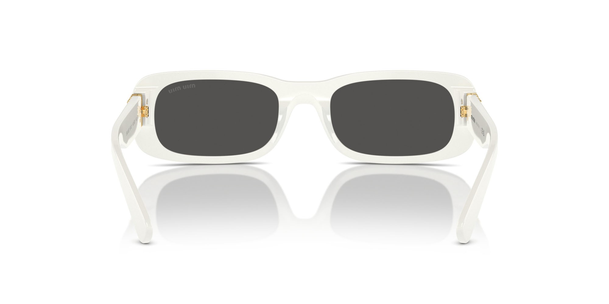 Occhiali da sole Miu Miu MU 08ZS (1425S0) colore bianco/avorio forma rettangolare lenti grigio scuro