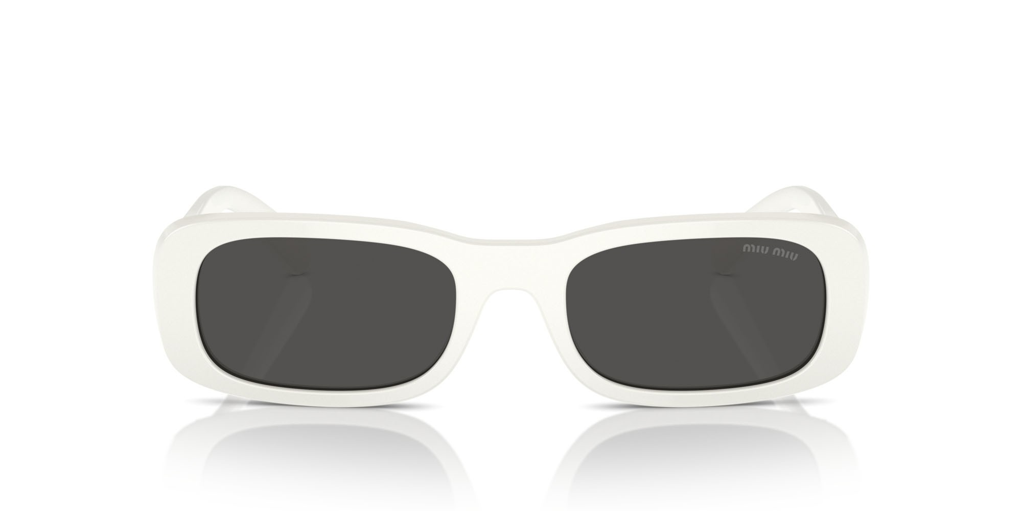 Occhiali da sole Miu Miu MU 08ZS (1425S0) colore bianco/avorio forma rettangolare lenti grigio scuro