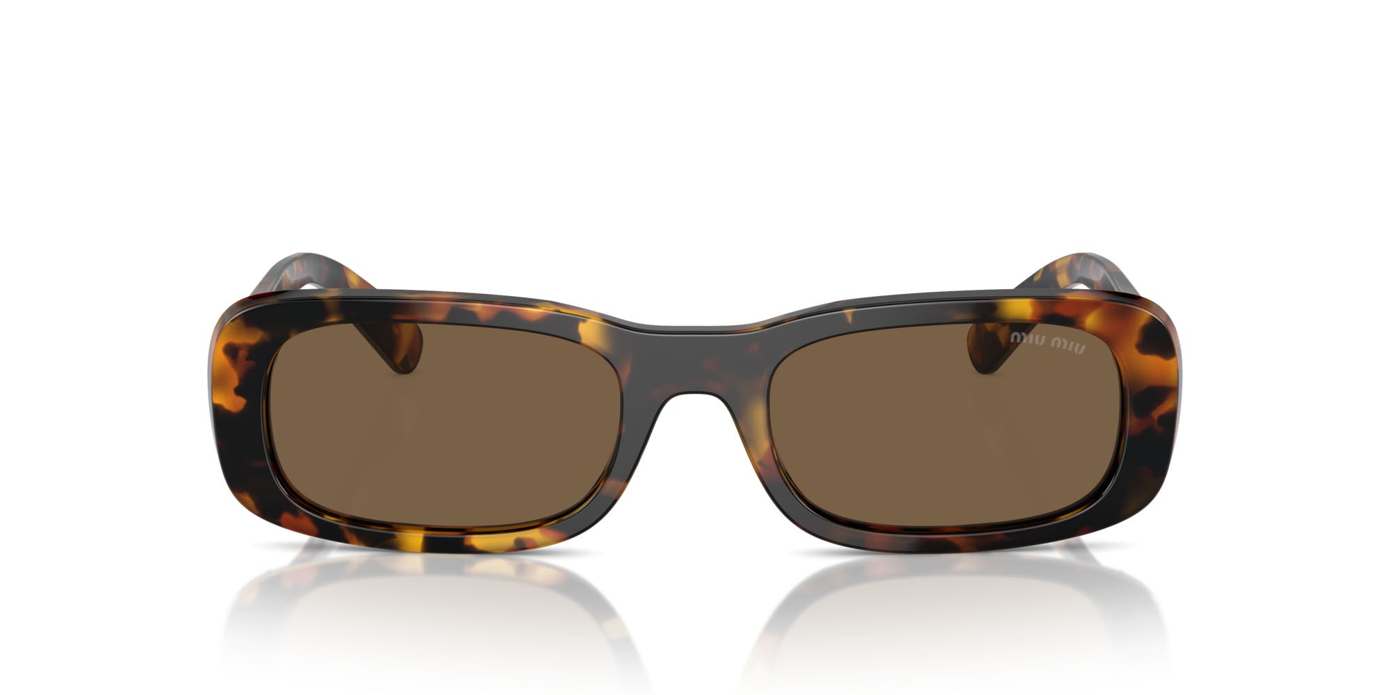 Sonnenbrillen Miu Miu MU 08ZS (VAU06B) farbe havana miele form rechteckig gläser marrone scuro
