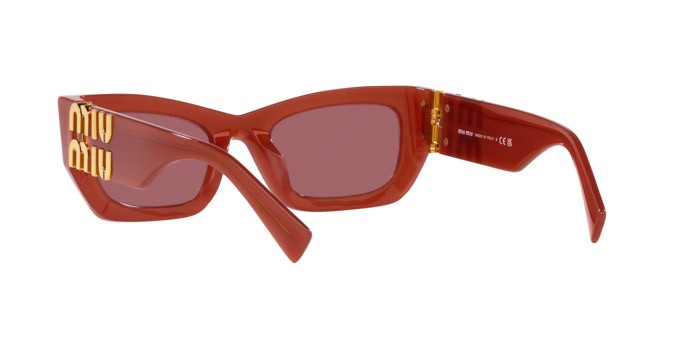 Sonnenbrillen Miu Miu MU 09WS (10M08S) farbe cognac opal form rechteckig gläser violetto scuro