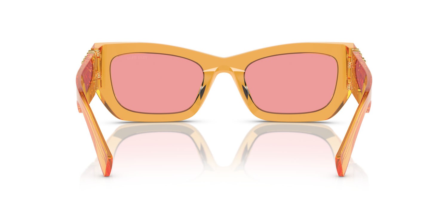 Sonnenbrillen Miu Miu MU 09WS (12T1D0) farbe arancione trasparente form rechteckig gläser rosa