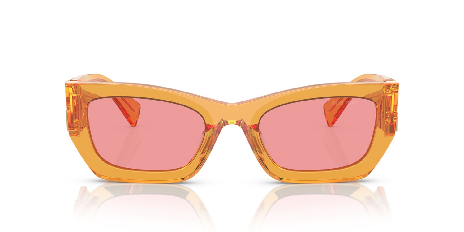 Sonnenbrillen Miu Miu MU 09WS (12T1D0) farbe arancione trasparente form rechteckig gläser rosa