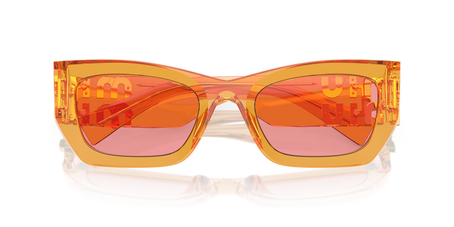 Sonnenbrillen Miu Miu MU 09WS (12T1D0) farbe arancione trasparente form rechteckig gläser rosa