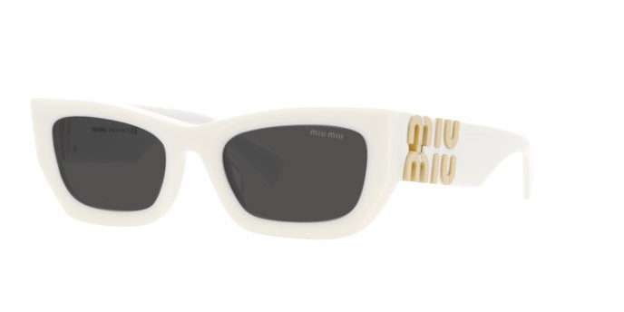 Occhiali da sole Miu Miu MU 09WS (1425S0) colore white forma rettangolare lenti dark grey