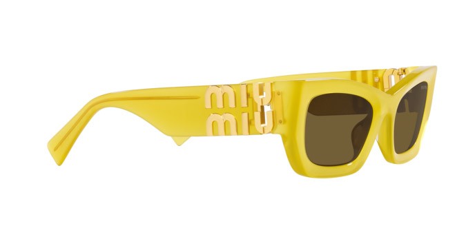 Sonnenbrillen Miu Miu MU 09WS (17L01T) farbe ananas opal form rechteckig gläser marrone scuro
